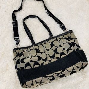Coach Signature black diaper/work tote bag